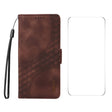 For iPhone 16e ENKAY Embossed Rhombus Starry Leather Phone Case with Screen Film(Brown) - iPhone 16e Cases by ENKAY | Online Shopping South Africa | PMC TechLife | Buy Now Pay Later Mobicred