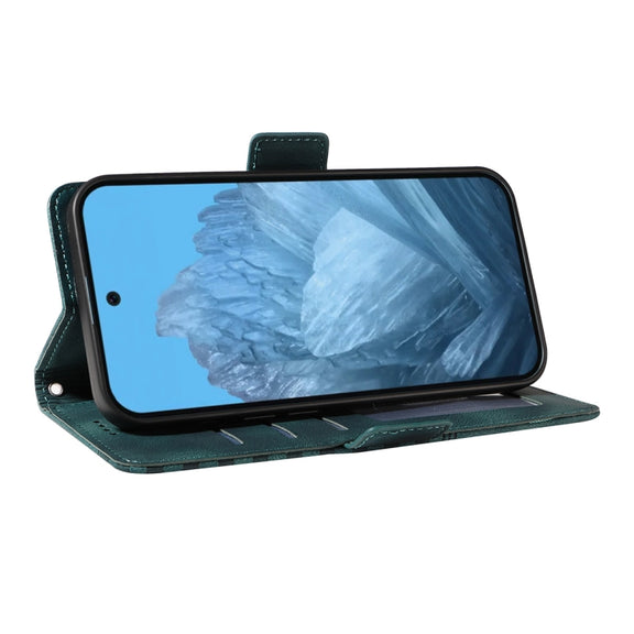 For Google Pixel 9 Pro ENKAY Embossed Rhombus Starry Leather Phone Case with Screen Film(Green)