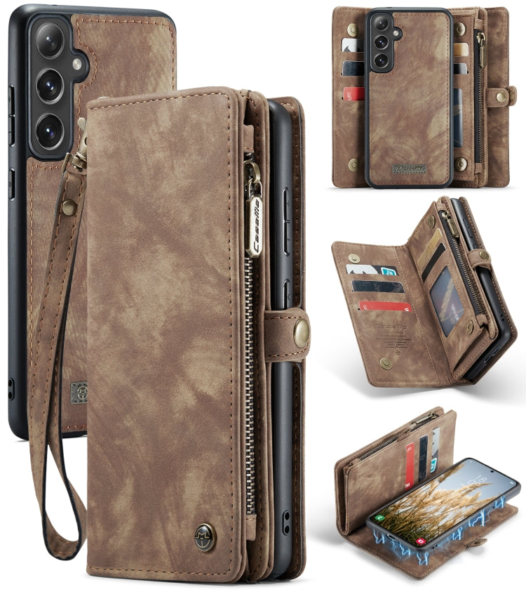 For Samsung Galaxy S24 FE 5G CaseMe 008 Detachable Multifunctional Leather Phone Case(Brown)