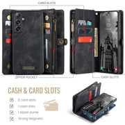 For Samsung Galaxy S24 FE 5G CaseMe 008 Detachable Multifunctional Leather Phone Case(Black)