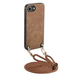 For  iPhone 16e Vintage Leather PC Back Cover Phone Case with Crossbody Strap(Brown) - iPhone 16e Cases by PMC TechLife | Online Shopping South Africa | PMC TechLife | Buy Now Pay Later Mobicred