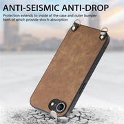 For  iPhone 16e Vintage Leather PC Back Cover Phone Case with Crossbody Strap(Brown)