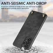 For Samsung Galaxy S25+ 5G Vintage Leather PC Back Cover Phone Case with Crossbody Strap(Black)