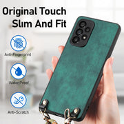 For Samsung Galaxy S25+ 5G Vintage Leather PC Back Cover Phone Case with Crossbody Strap(Green)