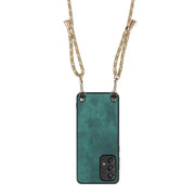 For Samsung Galaxy S25 Ultra 5G Vintage Leather PC Back Cover Phone Case with Crossbody Strap(Green)
