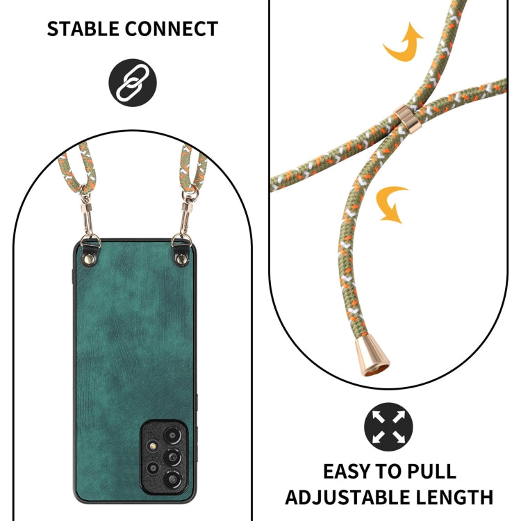 For Samsung Galaxy S25 Ultra 5G Vintage Leather PC Back Cover Phone Case with Crossbody Strap(Green)