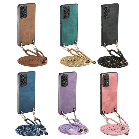 For Samsung Galaxy S25 Ultra 5G Vintage Leather PC Back Cover Phone Case with Crossbody Strap(Green)