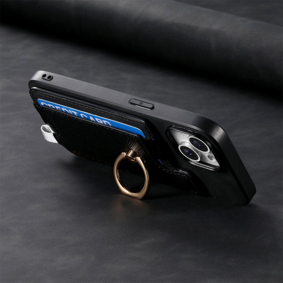 For Samsung Galaxy S25 5G Retro Cross Leather Ring Horizontal Insert Card Bag MagSafe Phone Case(Black)