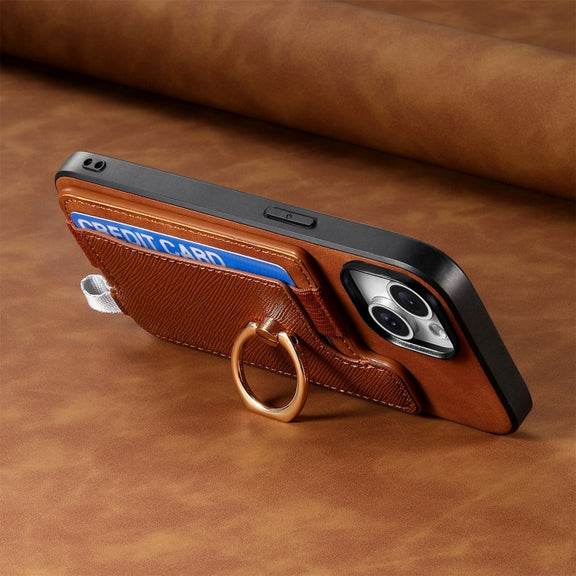 For Samsung Galaxy S25+ 5G Retro Cross Leather Ring Horizontal Insert Card Bag MagSafe Phone Case(Brown)