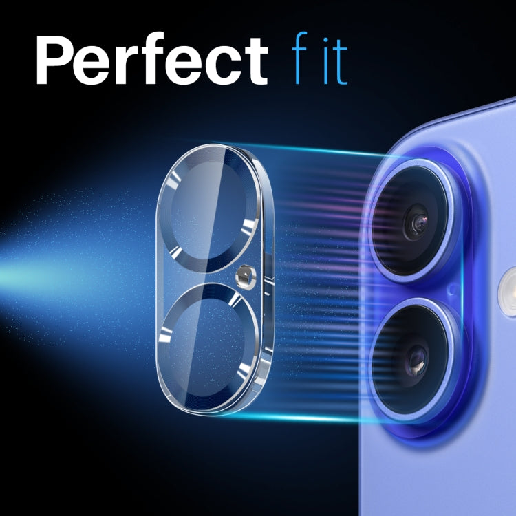 For iPhone 16 / 16 Plus NORTHJO Camera Lens Protector CD Veins 3D Tempered Glass Film(Blue)