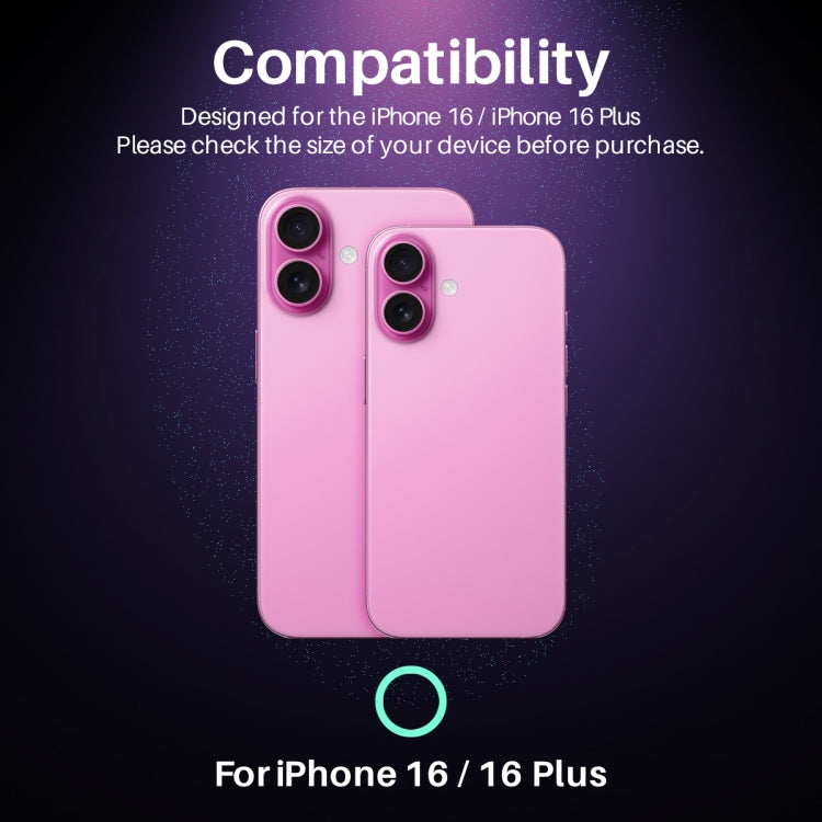For iPhone 16 / 16 Plus NORTHJO Camera Lens Protector Glitter Ring 3D Tempered Glass Film(Pink)