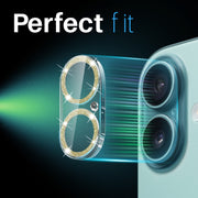 For iPhone 16 / 16 Plus NORTHJO Camera Lens Protector Glitter Ring 3D Tempered Glass Film(Gold)