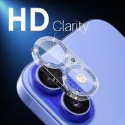 For iPhone 16 / 16 Plus NORTHJO Camera Lens Protector Glitter Ring 3D Tempered Glass Film(Blue)