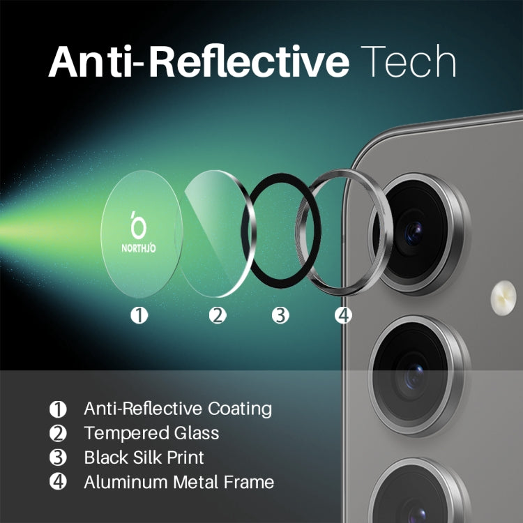 For Samsung Galaxy S24 FE 5G NORTHJO Camera Lens Protector CD Metal Ring Tempered Glass Film(Black)