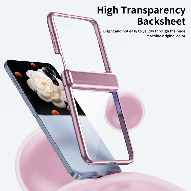 For Honor Magic V Flip Plating Transparent Folding Hinged Phone Case(Pink)