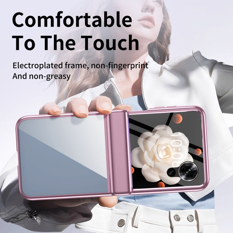 For Honor Magic V Flip Plating Transparent Folding Hinged Phone Case(Pink)