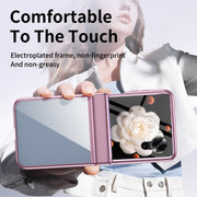 For Honor Magic V Flip Plating Transparent Folding Hinged Phone Case(Pink)