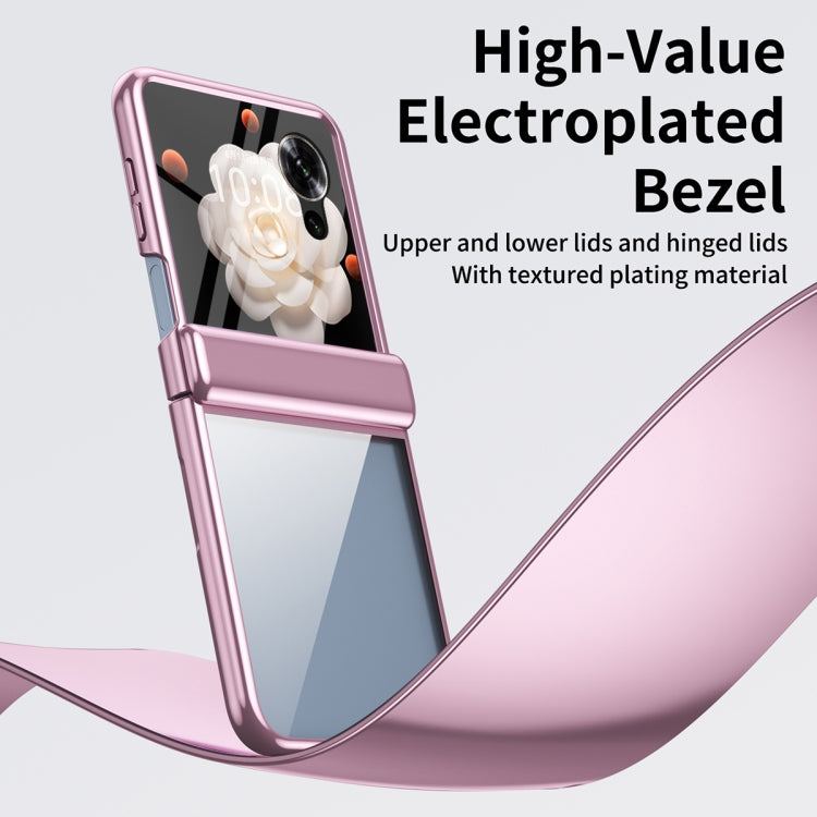 For Honor Magic V Flip Plating Transparent Folding Hinged Phone Case(Pink)