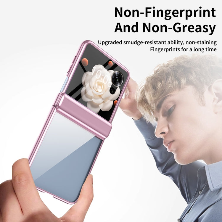 For Honor Magic V Flip Plating Transparent Folding Hinged Phone Case(Pink)