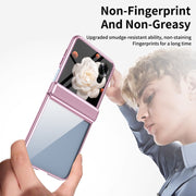 For Honor Magic V Flip Plating Transparent Folding Hinged Phone Case(Pink)