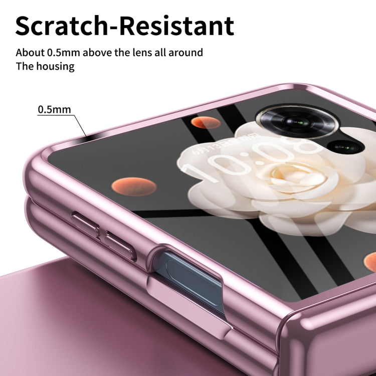 For Honor Magic V Flip Plating Transparent Folding Hinged Phone Case(Pink)