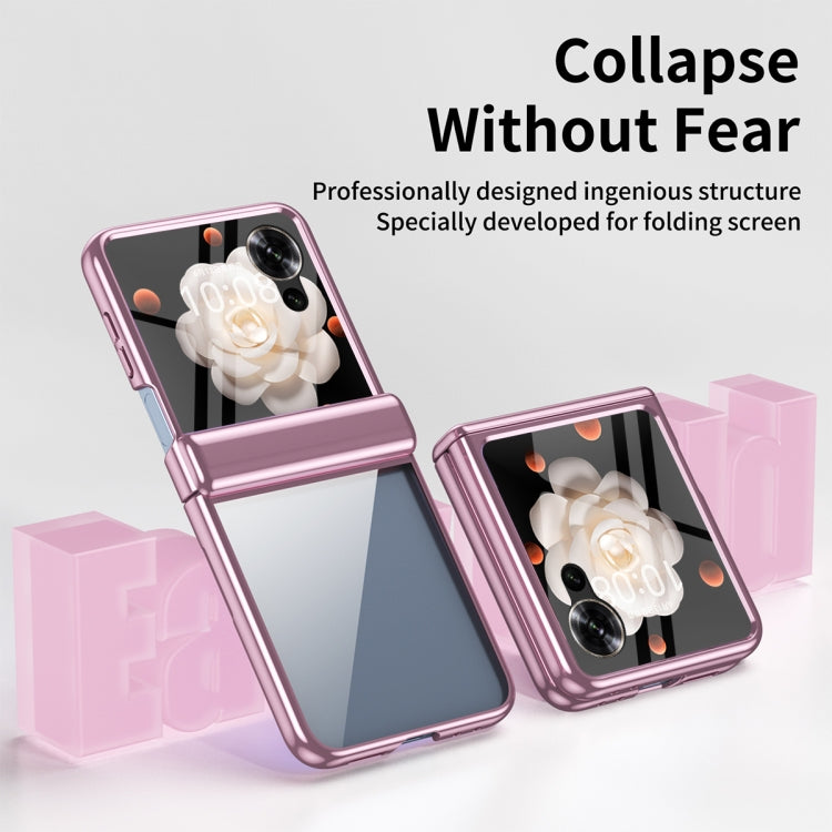 For Honor Magic V Flip Plating Transparent Folding Hinged Phone Case(Pink)