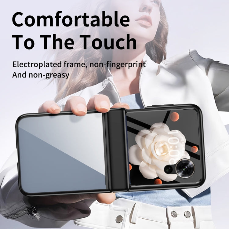 For Honor Magic V Flip Plating Transparent Folding Hinged Phone Case(Black)