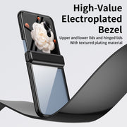 For Honor Magic V Flip Plating Transparent Folding Hinged Phone Case(Black)