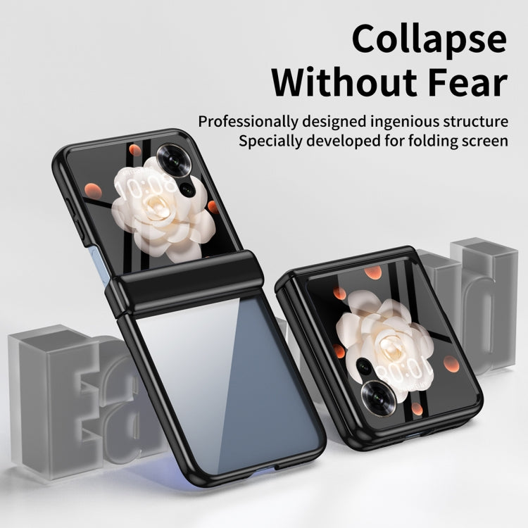 For Honor Magic V Flip Plating Transparent Folding Hinged Phone Case(Black)