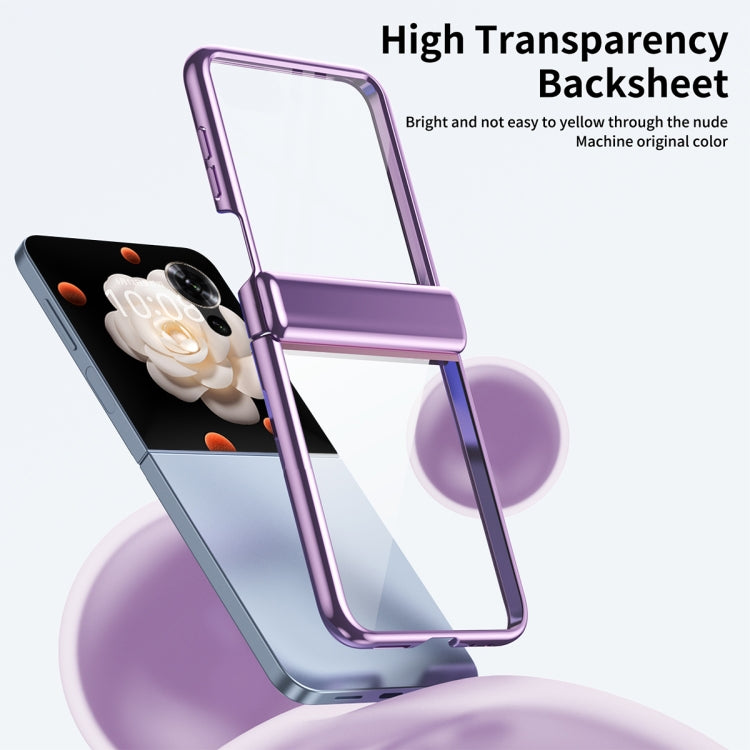 For Honor Magic V Flip Plating Transparent Folding Hinged Phone Case(Purple)