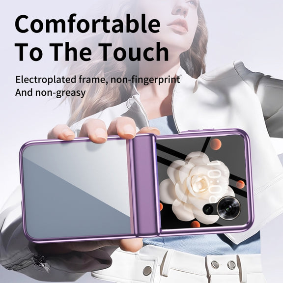 For Honor Magic V Flip Plating Transparent Folding Hinged Phone Case(Purple)