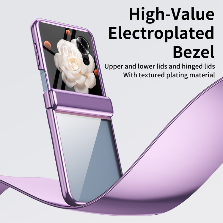 For Honor Magic V Flip Plating Transparent Folding Hinged Phone Case(Purple)