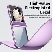 For Honor Magic V Flip Plating Transparent Folding Hinged Phone Case(Purple)