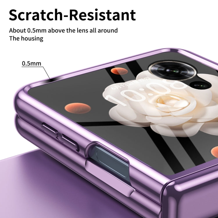 For Honor Magic V Flip Plating Transparent Folding Hinged Phone Case(Purple)