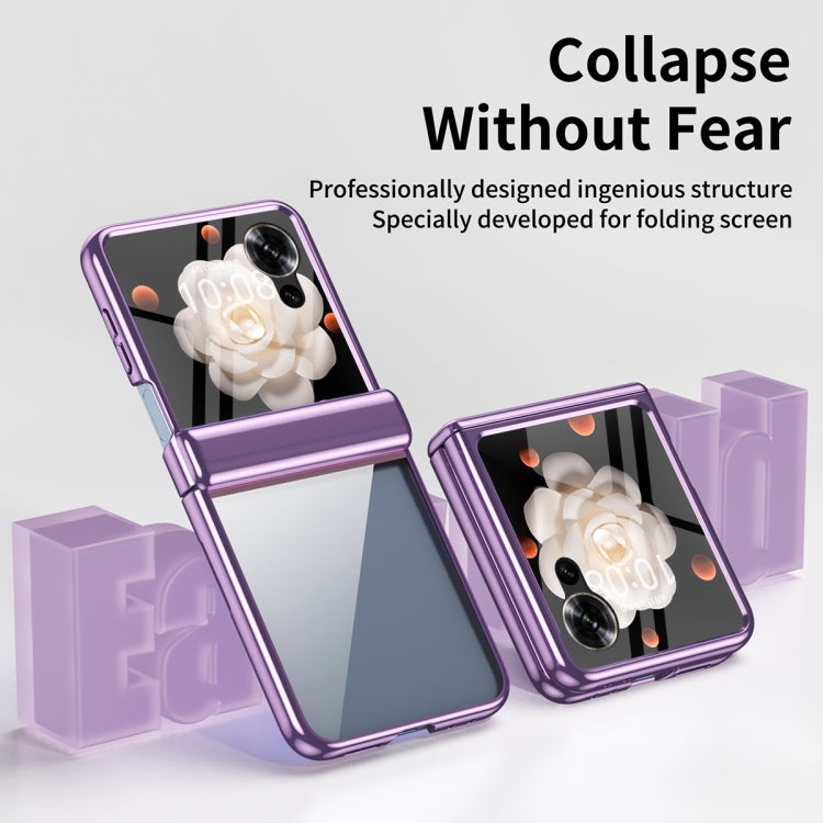 For Honor Magic V Flip Plating Transparent Folding Hinged Phone Case(Purple)