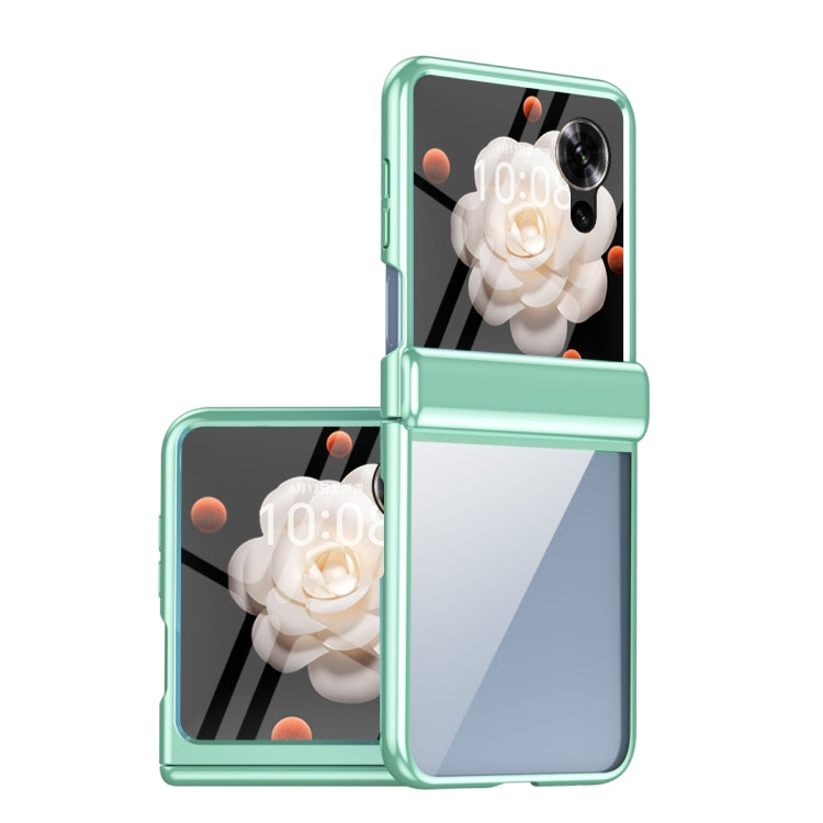 For Honor Magic V Flip Plating Transparent Folding Hinged Phone Case(Green)