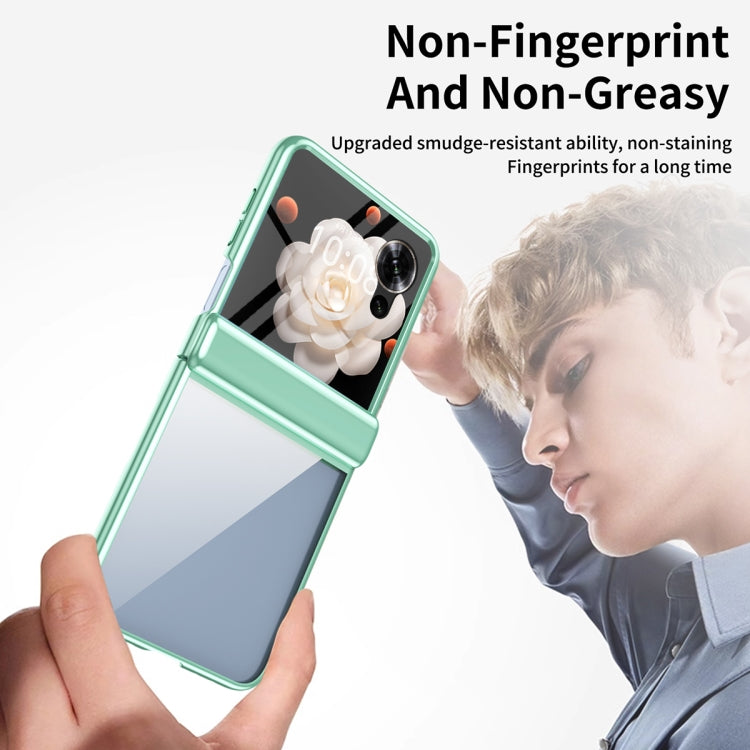 For Honor Magic V Flip Plating Transparent Folding Hinged Phone Case(Green)