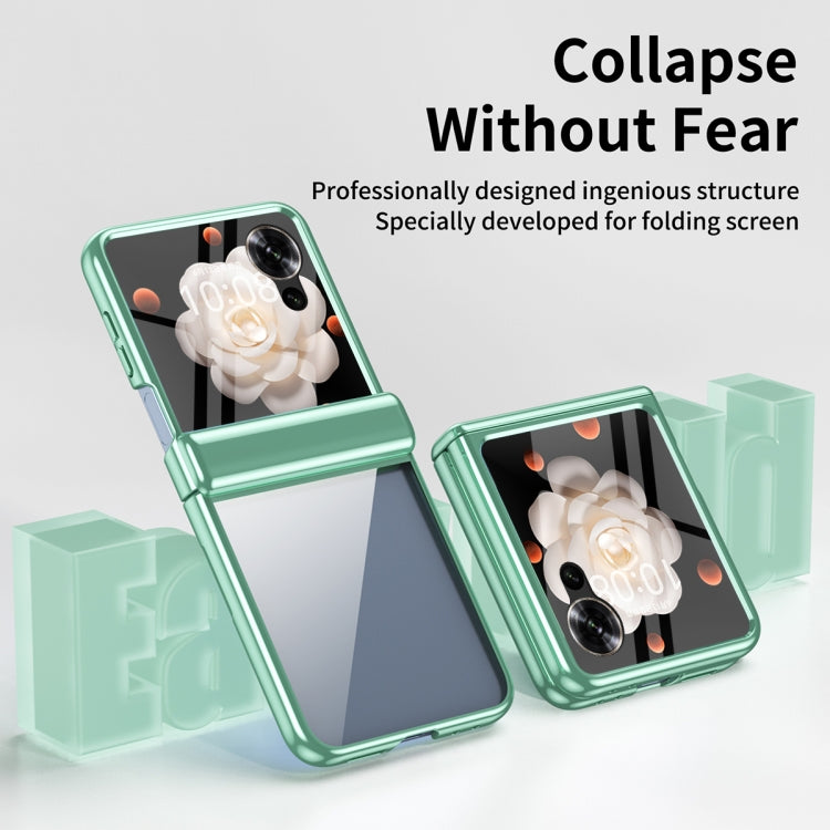 For Honor Magic V Flip Plating Transparent Folding Hinged Phone Case(Green)