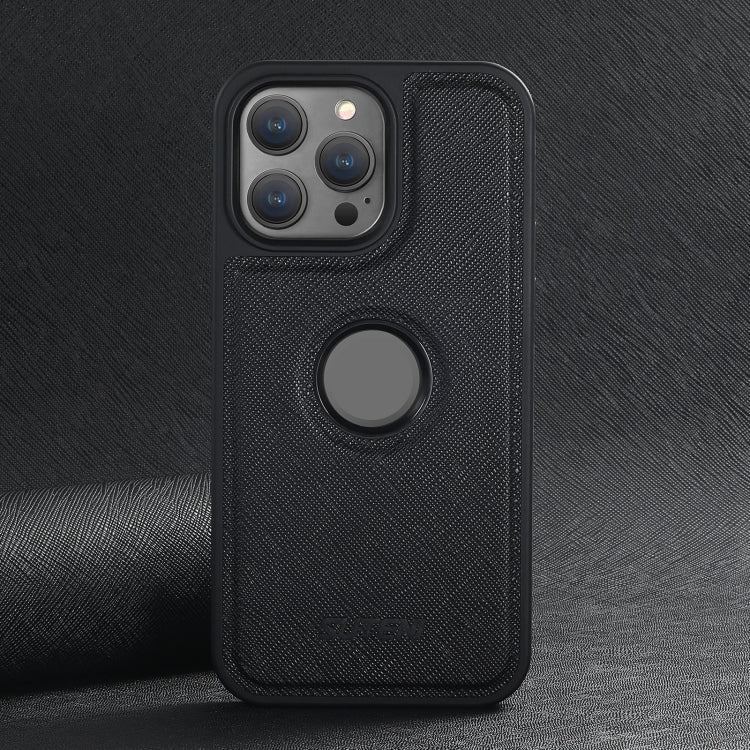 For iPhone 16 Pro Suteni G1 Cross Texture MagSafe Phone Case(Black)