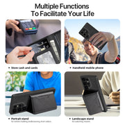 For Samsung Galaxy S25 5G Shield Multi-functional MagSafe Card Bag Phone Case(Black)