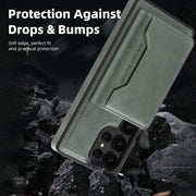 For Samsung Galaxy S25 5G Shield Multi-functional MagSafe Card Bag Phone Case(Green)