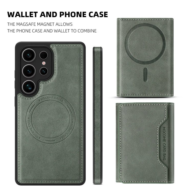 For Samsung Galaxy S25 5G Shield Multi-functional MagSafe Card Bag Phone Case(Green)