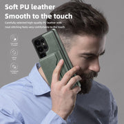 For Samsung Galaxy S25 5G Shield Multi-functional MagSafe Card Bag Phone Case(Green)