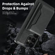 For Samsung Galaxy S25+ 5G Shield Multi-functional MagSafe Card Bag Phone Case(Black)