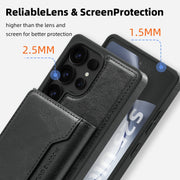 For Samsung Galaxy S25+ 5G Shield Multi-functional MagSafe Card Bag Phone Case(Black)