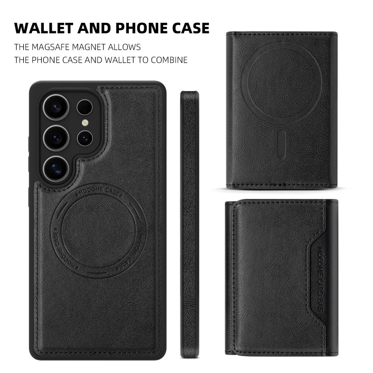 For Samsung Galaxy S25+ 5G Shield Multi-functional MagSafe Card Bag Phone Case(Black)