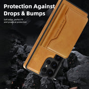 For Samsung Galaxy S25+ 5G Shield Multi-functional MagSafe Card Bag Phone Case(Brown)