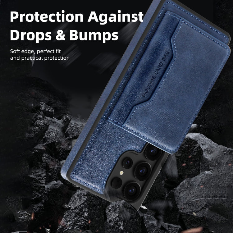 For Samsung Galaxy S25+ 5G Shield Multi-functional MagSafe Card Bag Phone Case(Blue)