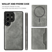 For Samsung Galaxy S25+ 5G Shield Multi-functional MagSafe Card Bag Phone Case(Grey)