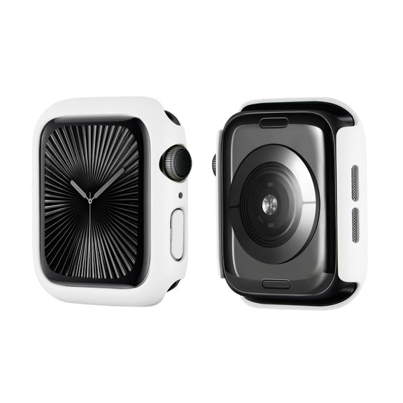 For Apple Watch Series 10 46mm ENKAY Hat-Prince 2 in 1 Solid Color PC Watch Case with Full Coverage PMMA Soft Film(White)